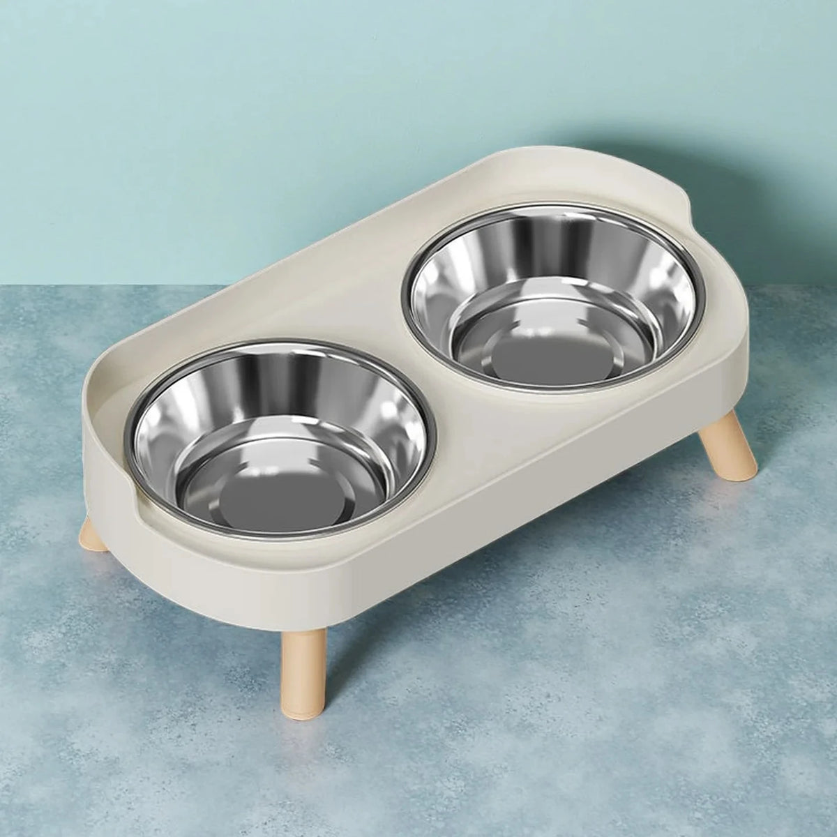 Colorful Elevated Pet Feeder: Dual Stainless Steel Bowls with Neck Support