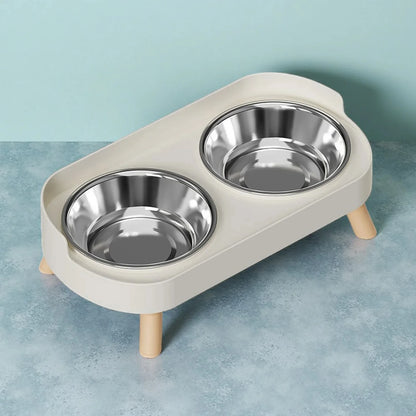Colorful Elevated Pet Feeder: Dual Stainless Steel Bowls with Neck Support