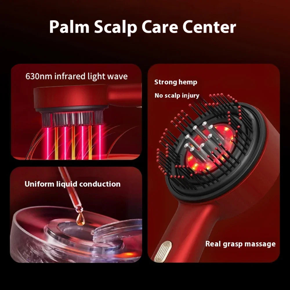 Red Light Therapy Massage Comb with Oil Dispenser
