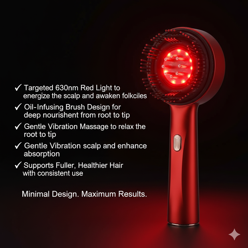 Red Light Therapy Massage Comb with Oil Dispenser