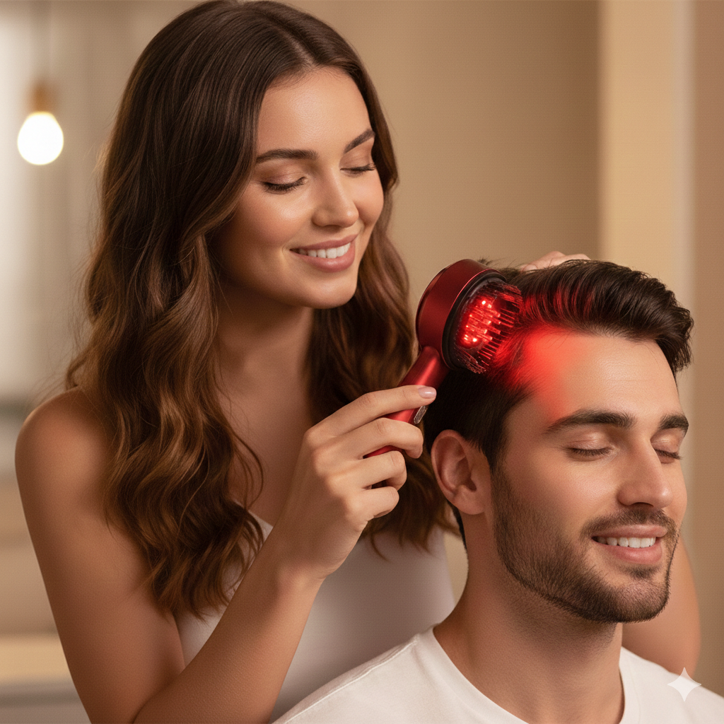 Red Light Therapy Massage Comb with Oil Dispenser